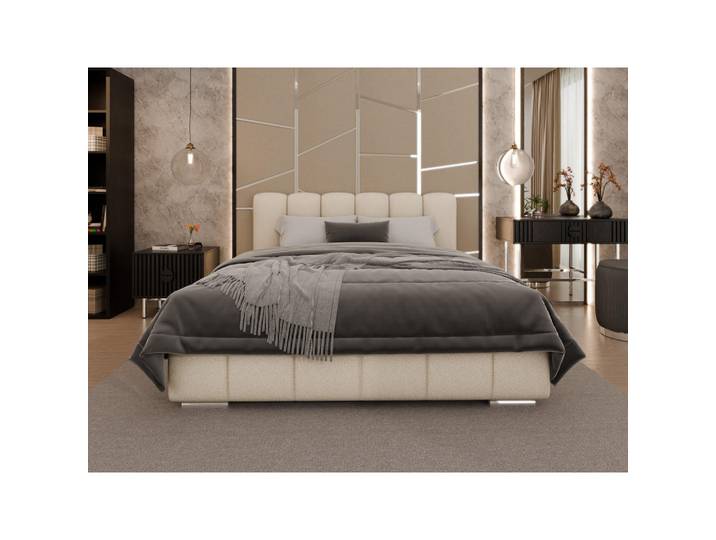 Homesy Polsterbett Zaira 160x200cm – Elegantes Polsterbett für modernen Wohnstil, Zonierte Multi-Taschen-Federkern (24cm), beige, Beige, Holz, Mode, 140x200 cm, Schlafzimmer, Betten, Polsterbetten