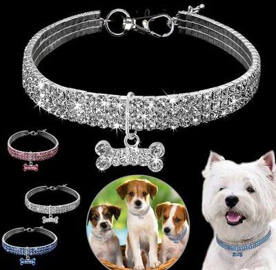 Inspire Essentials GlamPaw Rhinestone Personalized Dog Collar 3 7.87 In