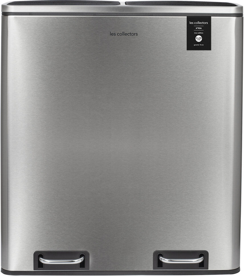 LES COLLECTORS Stainless Steel 60 Litre Step On Multi-Compartments Trash & Recycling Bin Matt Brushed Nickel