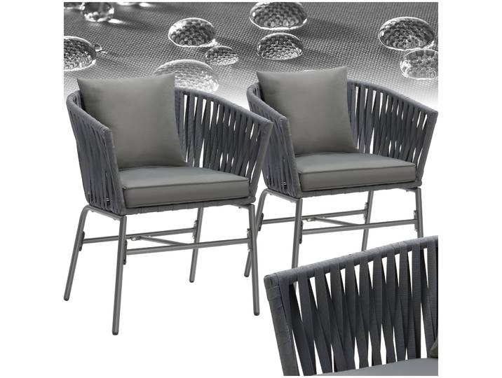 Stuhlset Valeiras im Rope-Design, dicke Polster, 60x61x77cm - 2er Set