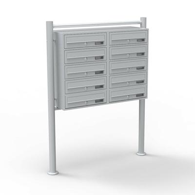 Helloshop26 - Block aus 10 freistehenden versilberten Briefkästen 16_0000141