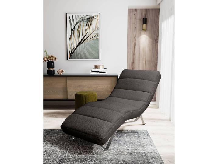 Relaxliege Kasson Schwarz Bouclé Stoff Abby Silber 172 x 96 x 68cm