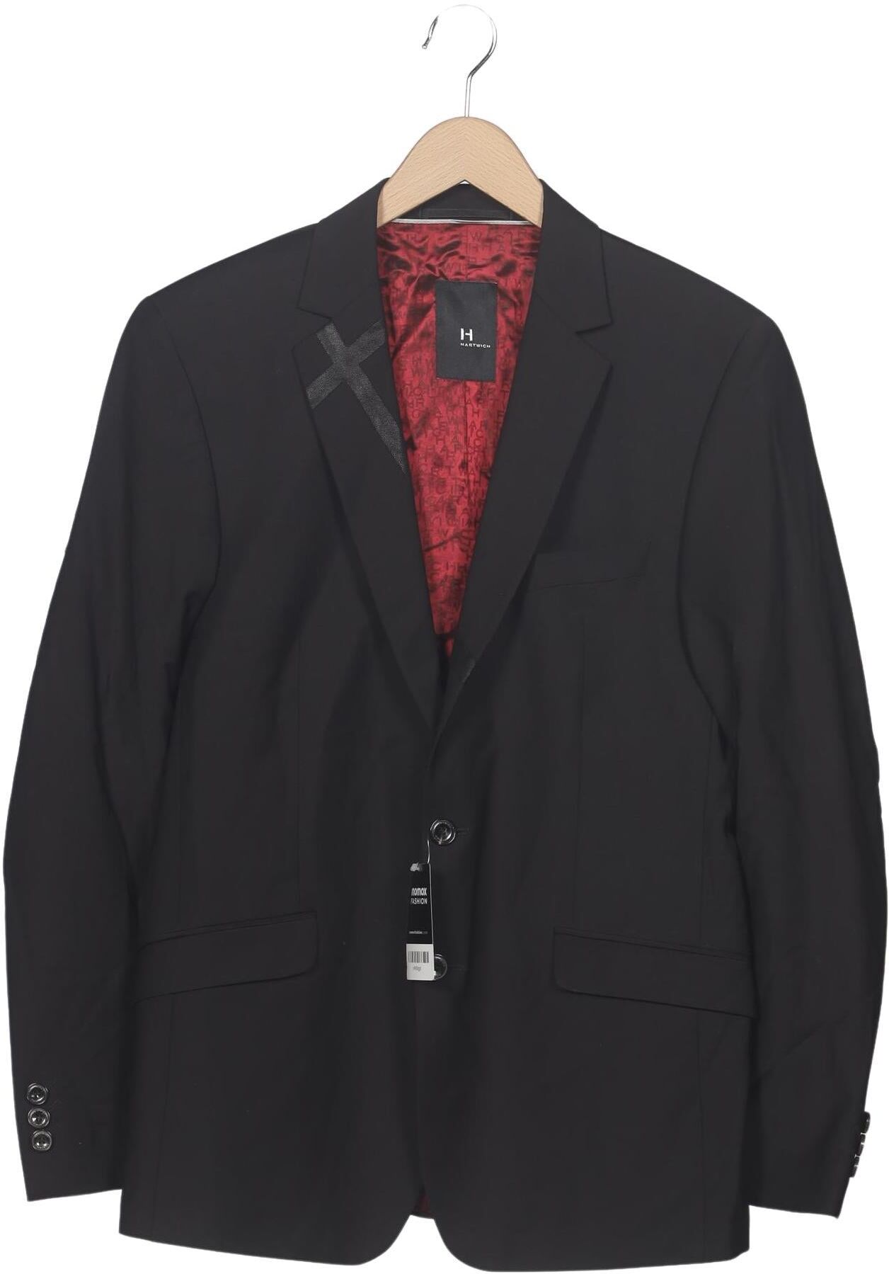 Hartwich Herren Sakko, Schwarz, Gr. EU 50, Wolle / Synthetik / Elasthan / Viskose - Second Hand