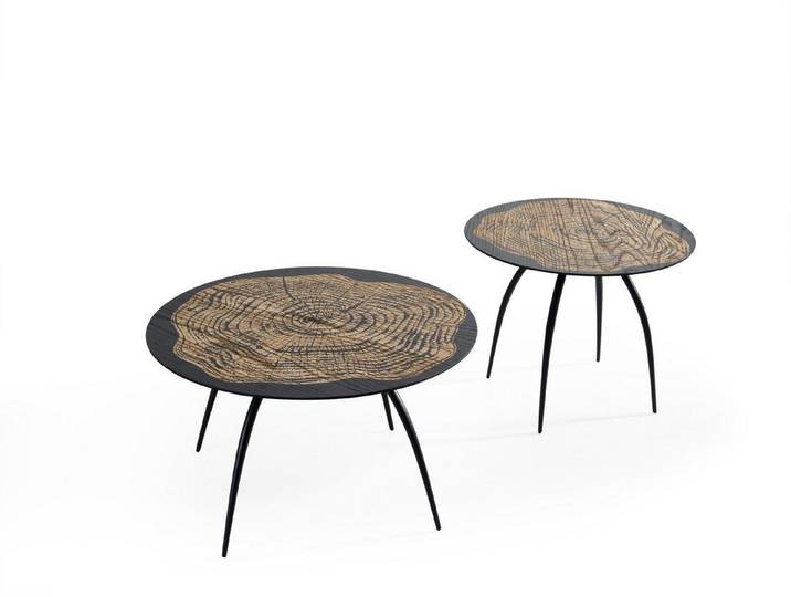 JVmoebel Couchtisch Runde Couchtische in Braun aus edlem Holz für modernes Wohnen (Packung, 2x Couchtische), Made in Europa