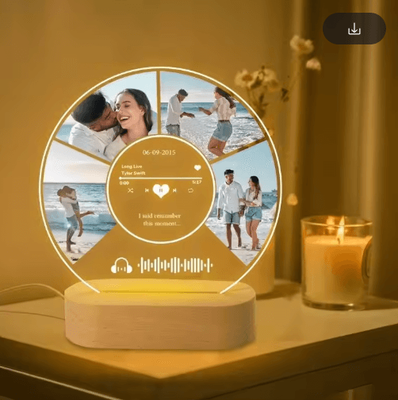 Inspire Picks Custom Spotify Acrylic Plaque Lamp Personalized Romantic Music Gift For Couples version D 7 Colors Light Base