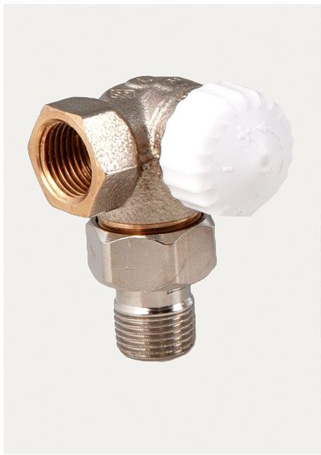 Heimeier Thermostat Ventilunterteil 231102000 Winkeleck links, 1/2", Rotguss vernickelt