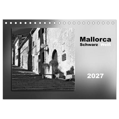 Mallorca Schwarz Weiß (Tischkalender 2027 DIN A5 quer), CALVENDO Monatskalender