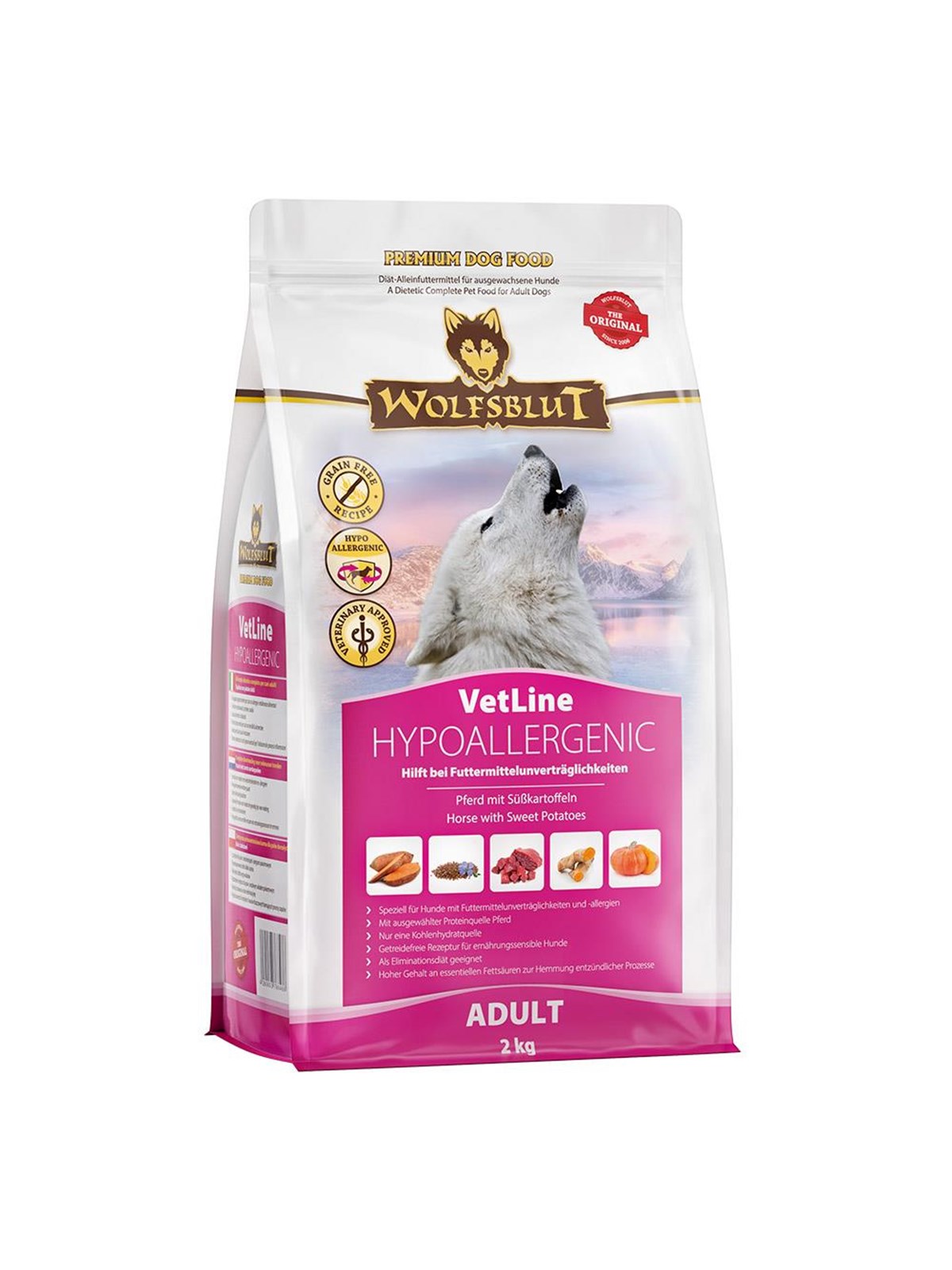 Wolfsblut VetLine Hypoallergenic Horse with sweet potatoes - dry dog food - 2kg
