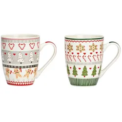 Kaffeebecher Weihnachtsmotive 10 cm Porzellan Weiß