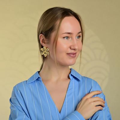Paar Ohrhänger ADELIA´S "Ohrringe – Ohrstecker Blume aus Edelstahl", Damen, Gr. Damen, Edelstahl, gold, Ohrringe, Ideal als Geschenk für besondere Anlässe