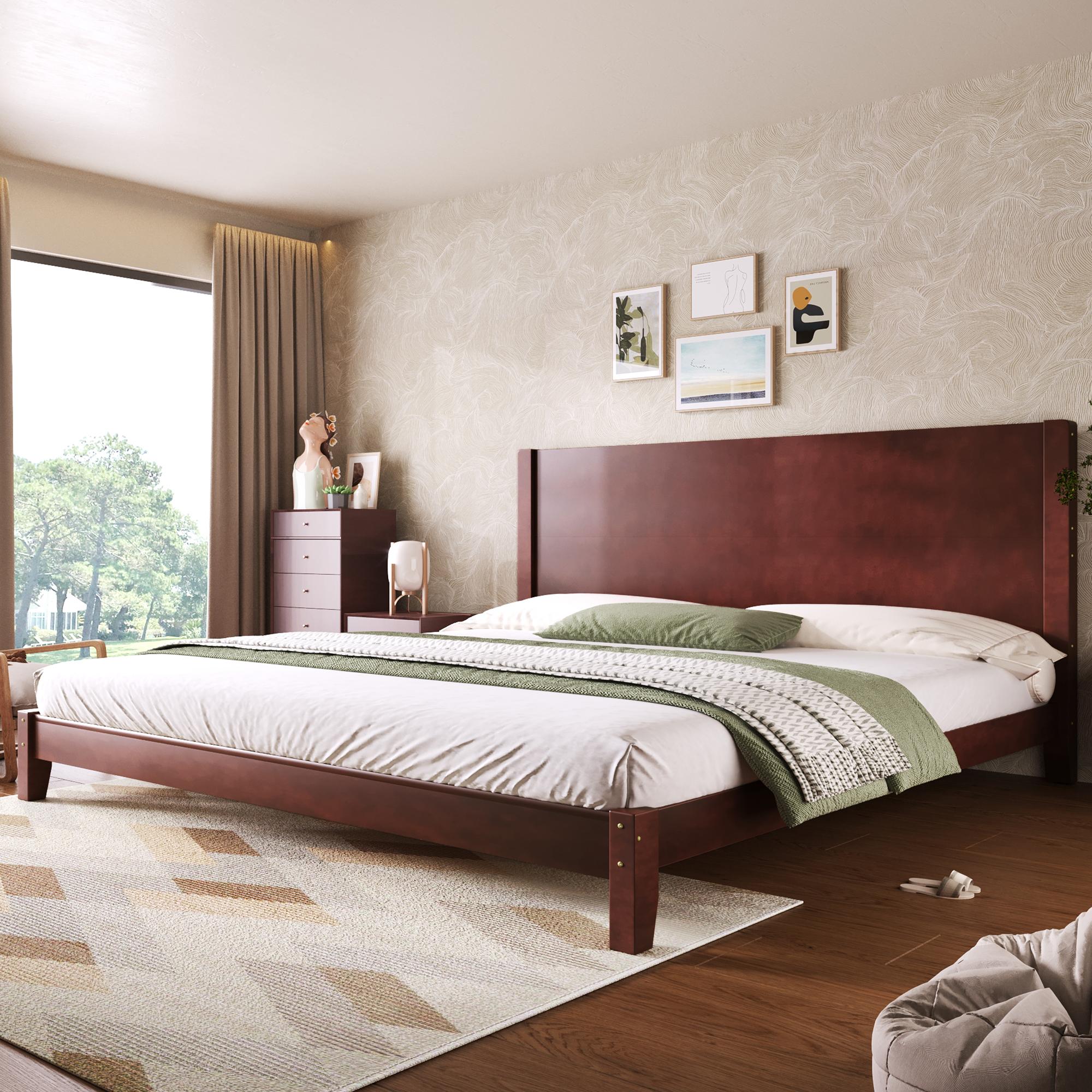180x200 Plattformbett mit Kopfteil und Lattenrost, Braun