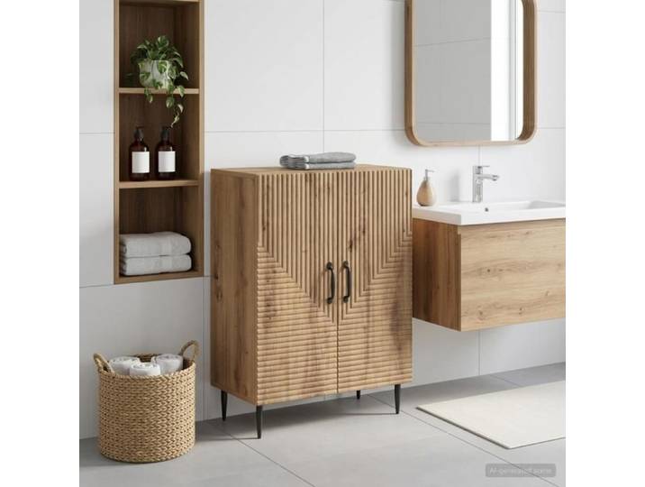 Magnifique Meuble de Rangement de Salle de Bain HAARLEM Chêne artisanal - Résistance à l'humidité &5567