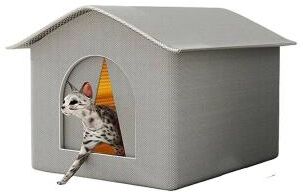 Inspired Finds Weatherproof Insulated Outdoor Pet Shelter House For Cats, Puppies & Small Dogs basic Grey 12.99x12.99x15.75in
