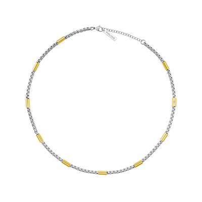 Gliederkette POLICE "Radius", gold (edelstahlfarben, gelbgoldfarben), Halsketten, Herren, Edelstahl, L: 55 B: 4mm, Gliederkette, B:4mm