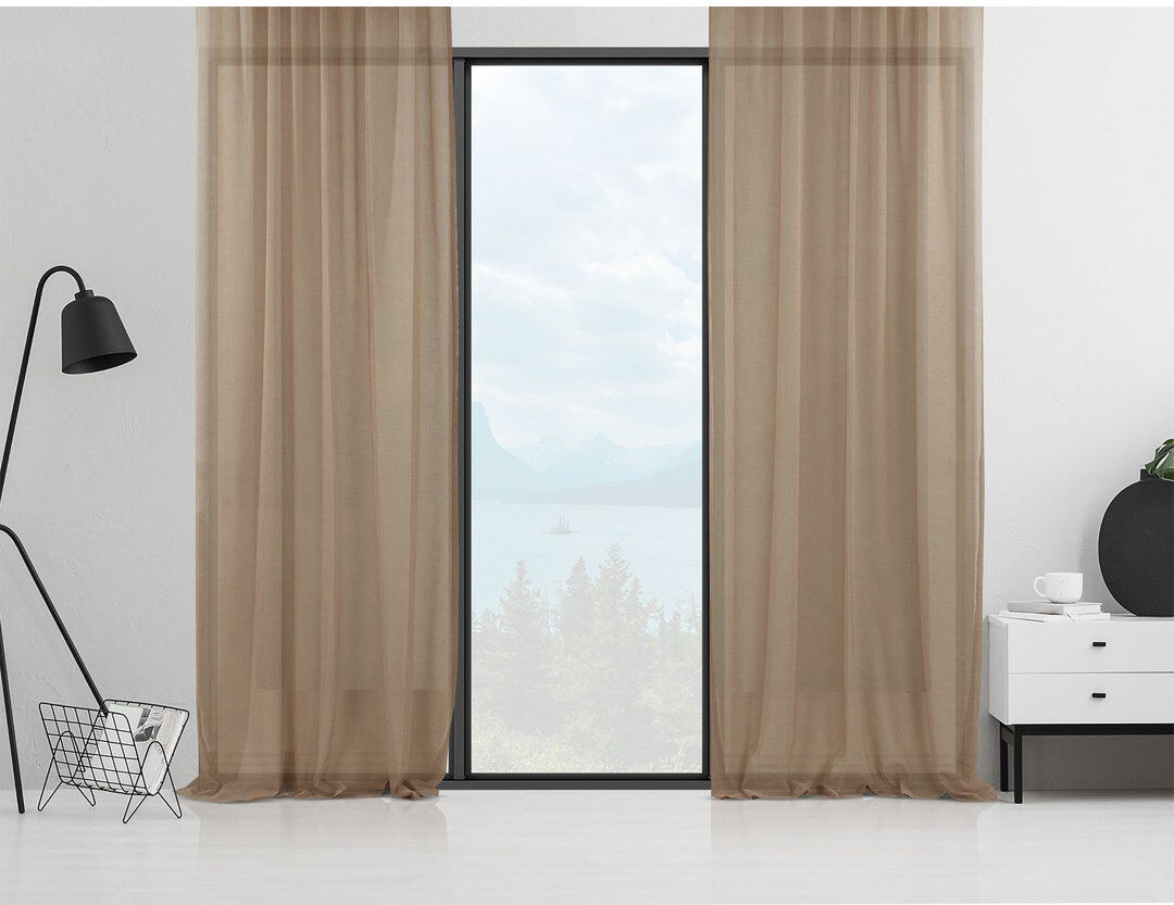Noine Home Deco Sheer Curtain Panel Pair Grey 260cm Width x 375cm Drop