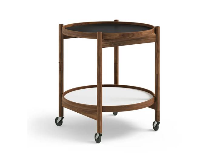 Brdr. Krüger Bølling Tray Table model 50 Servierwagen Sockel, Walnussholzgestell geölt