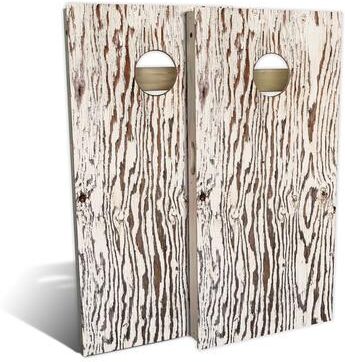 Skip's Garage Rustic White Chipped Outdoor Cornhole Board Set