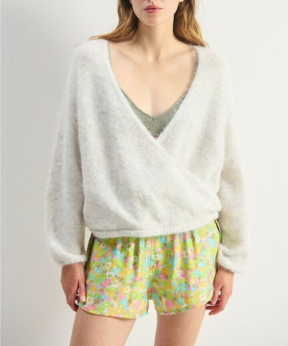 AMERICAN VINTAGE Pull col croisé manches longues, NUNY