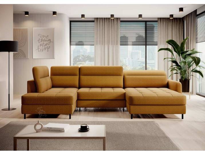 Sofa Belinda mit Schlaf- und Klappfunktion - Senfgelb - Rechts - Luxusbetten24
