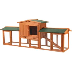 Wiltec Hasenstall 2190x530x850mm Freilaufgehege Hasenkäfig Kleintierstall Fichte, Gehege