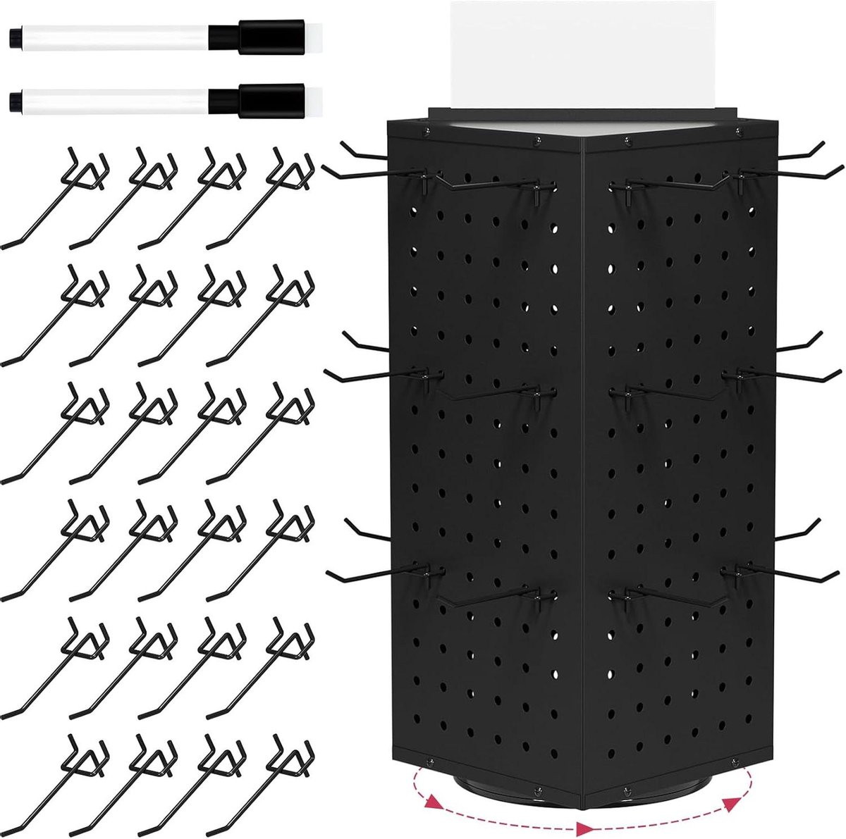 Draaibare Pegboard Displaystandaard voor Merchandise Presentatie - Wit - Hoogte: 43 cm