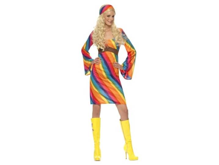 Smiffys Rainbow Hippie Costume, Multi-Coloured