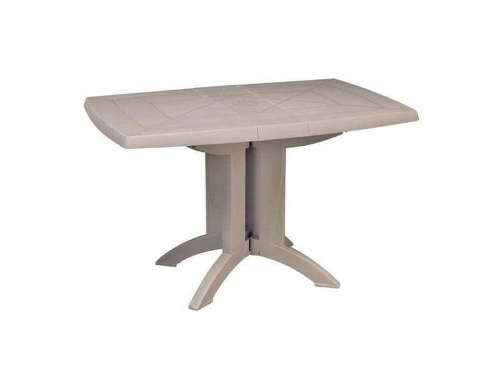 Table de Jardin pliante en résine VEGA - GROSFILLEX - 118 x 77 cm Lin Gris