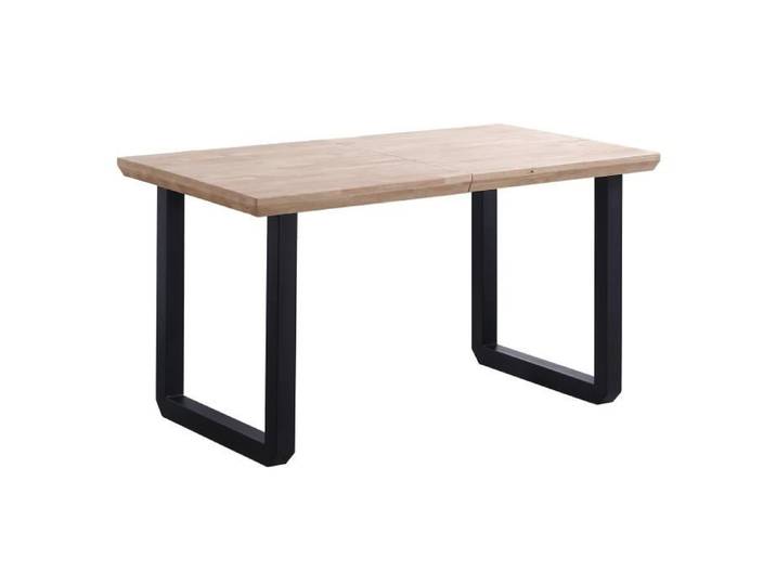 Table à manger rectangulaire extensible en bois coloris chêne nordique / pieds noir