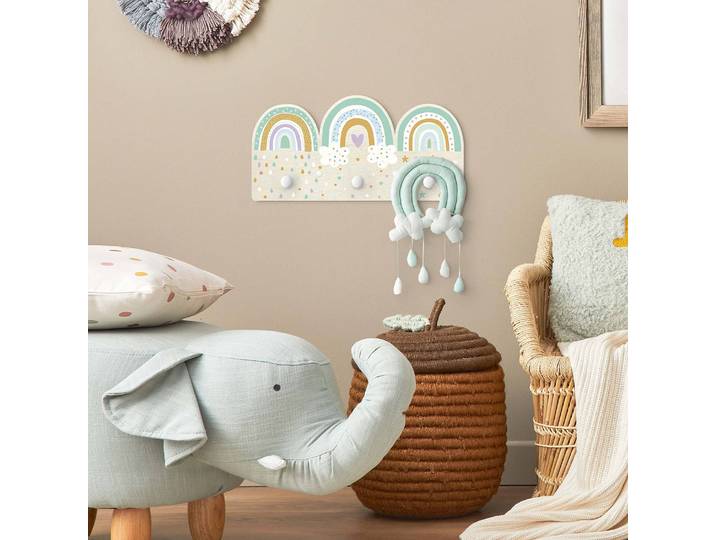 Kindergarderobe Regenbögen Pastell Mix 40 x 20 x 1cm Türkis