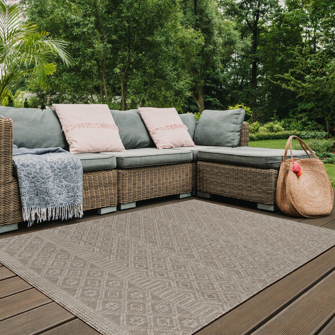 Brayden Studio Aima Southwestern Indoor / Outdoor Area Rug Beige Rectangle 120 x 170cm