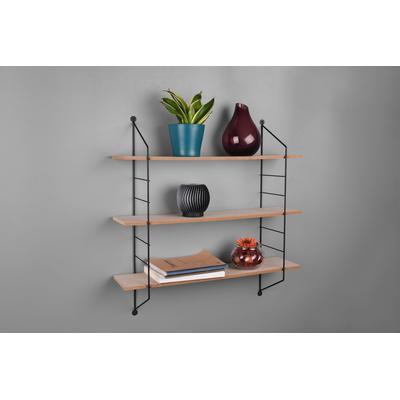Ablageregal MIRRORS AND MORE "Clara", schwarz, B:62cm H:60cm T:14,5cm, Holz teilmassiv, Metall, Regale, Kombination aus Holz und Metall