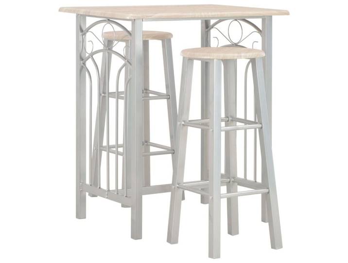 vidaXL Essgruppe 3-tlg. Bar-Set Holz und Stahl, (2-tlg)