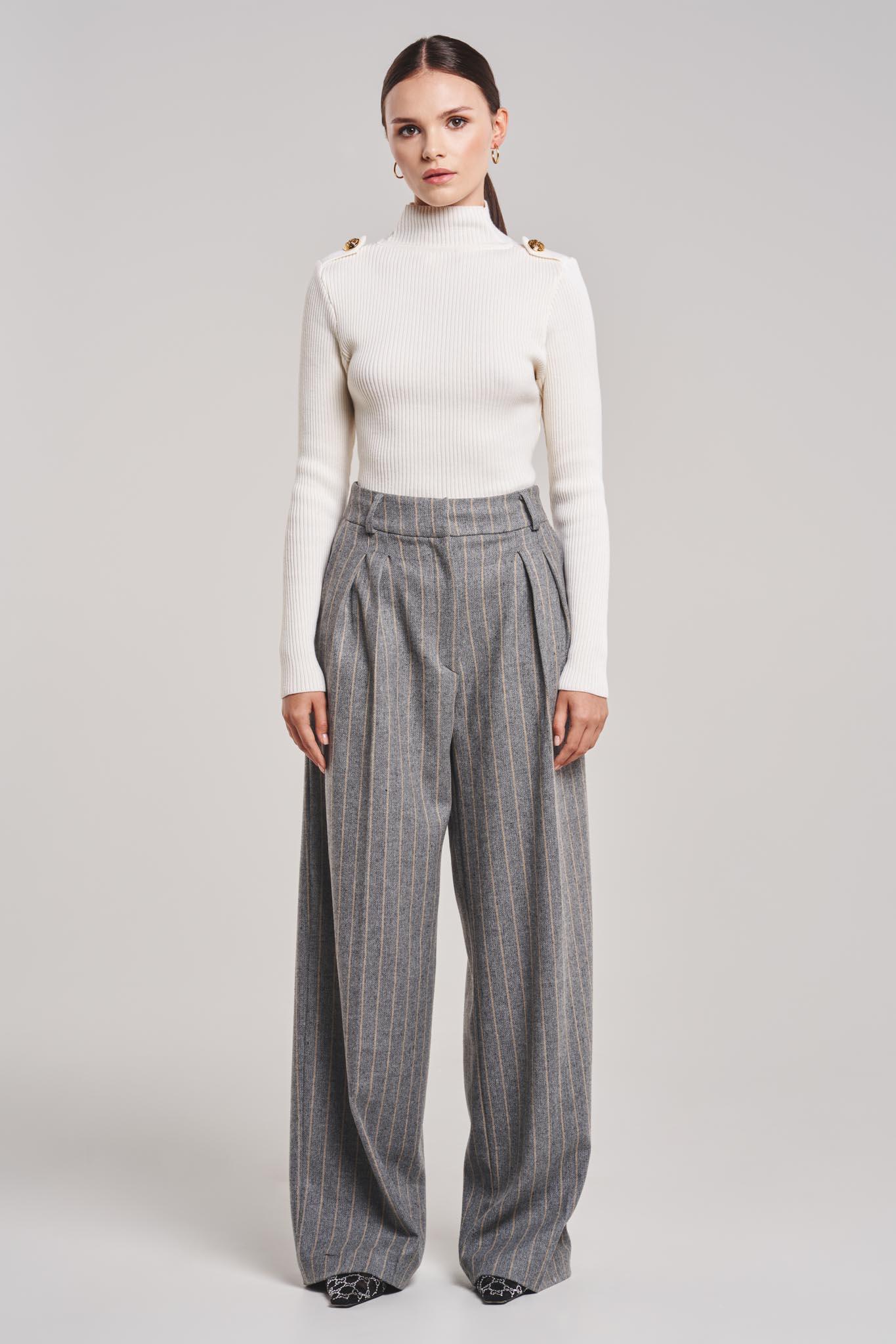 BENU Weißer Damen Merinowolle Rollkragenpullover