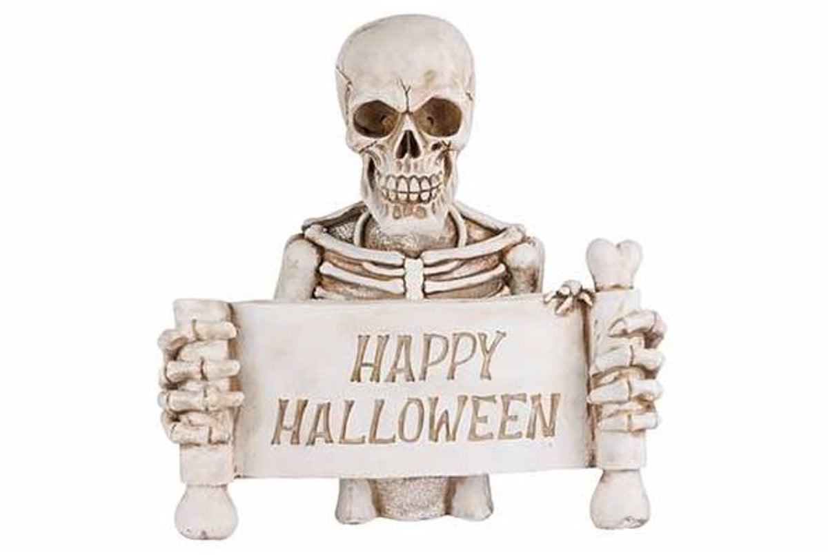 Cosy @ Home Skelet Happy Halloween Natuur Keramiek H 35 x B 35 x D 16 cm