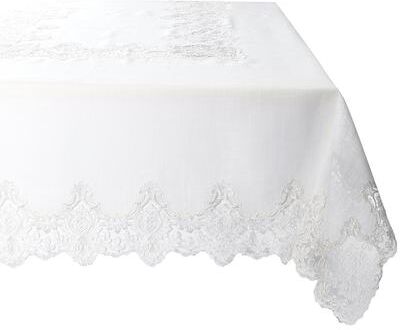 Violet Linen Imperial Embroidered Vintage Lace Pattern Tablecloth