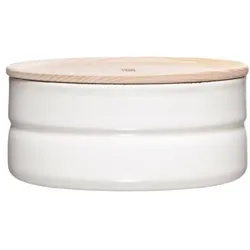 Riess Vorratsdose mit Eschenholzdeckel Ø13cm 0,5L White Emaille