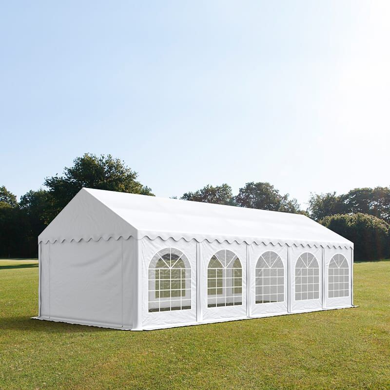 TOOLPORT 3x10m Partyzelt, PVC-Plane, weiß, mit Bodenrahmen - (7268)