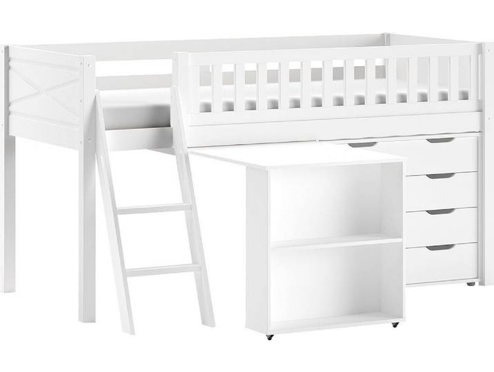 Vipack Spielbett (Made in Europe), mit viel Funktion auf kleinem Raum, LF 90x200 cm, Kiefer weiß lackiert