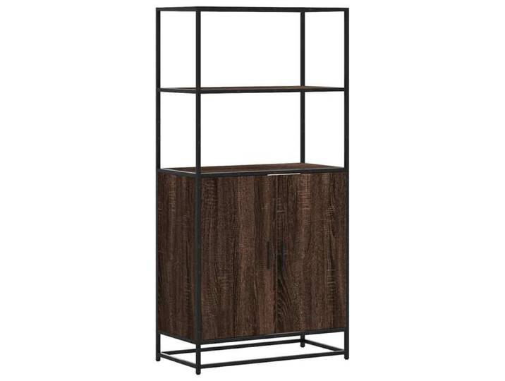 NOUVEAU Armoire vitrine - Buffet haut - Buffet de Cuisine contemporain - chêne marron - 68x35x139cm - Bois d'ingénierie métal 64996
