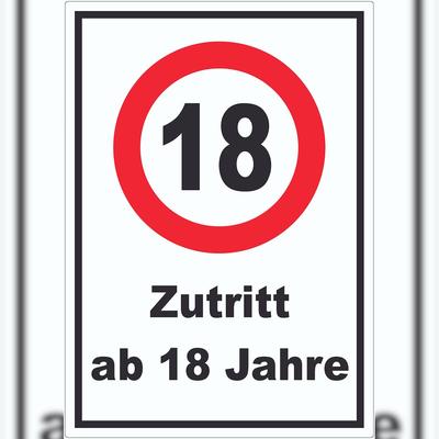 HB-Druck Zutritt ab 18 Jahre Aufkleber A4 (210x297mm)