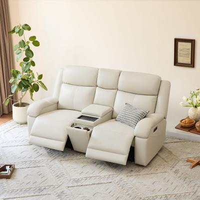 Spruce & Spring Hadlee Genuine Leather Reclining Sofa with Console