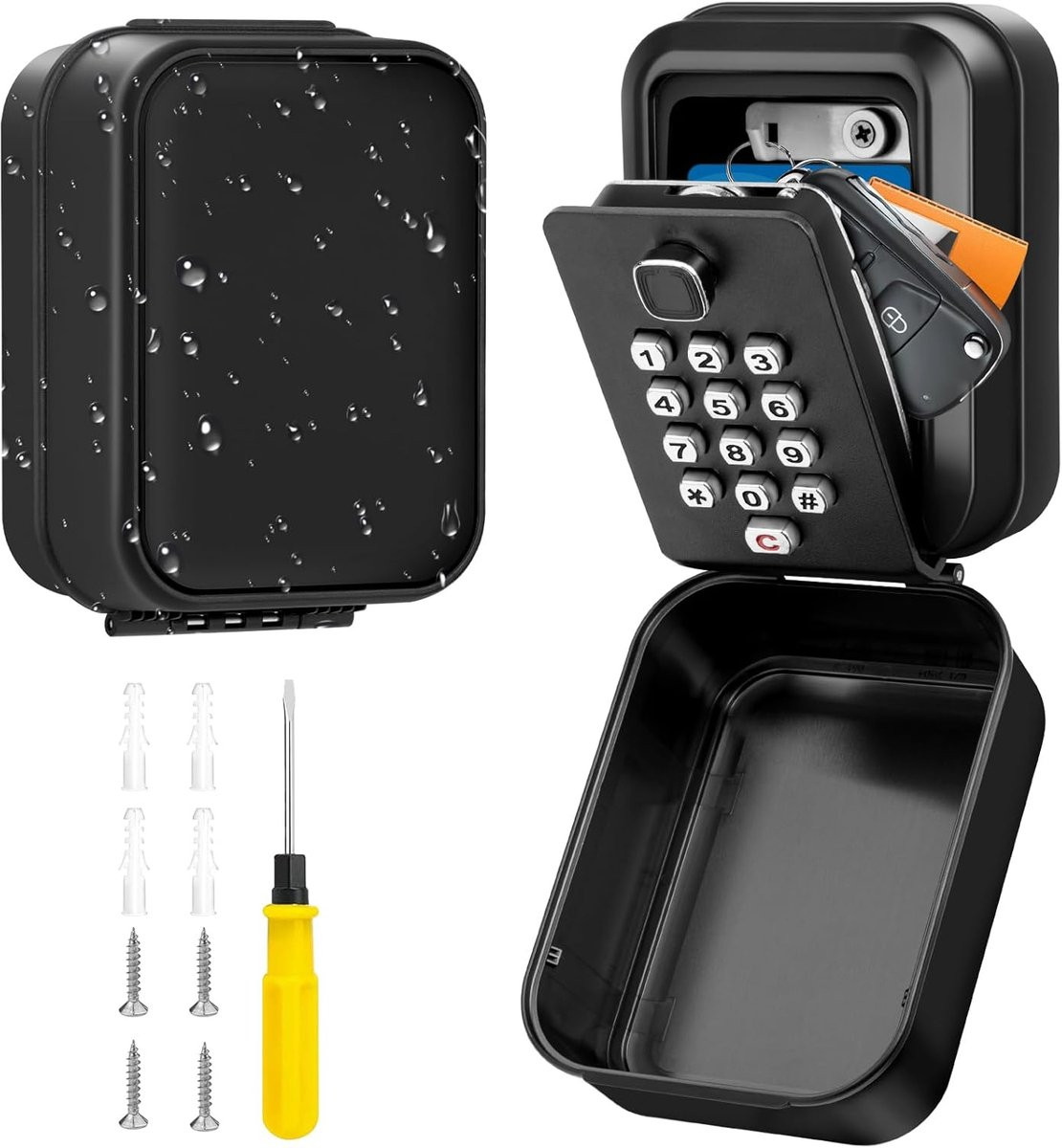 SnelShoppen Key Safe Outdoor Key Box - Waterdichte Sleutelkast met 12 Cijfers - Robuuste Sleutelkluis voor Huis, Garage en Kantoor