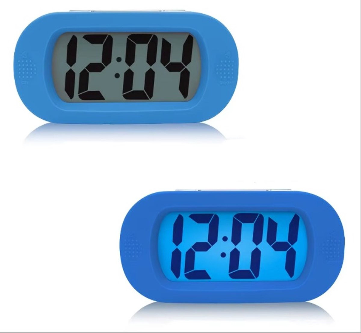 Heble Digitale Wekker met Verlichting en Beschermende Rubberen Hoes - Blauw