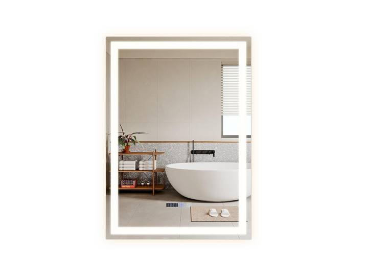 ZMH Badspiegel Noxvin 50/2.5/70 cm, Silberfarben, Glas, Metall, Mode, Rechteckig, 2.5x70x50 cm, Badezimmer, Badezimmerspiegel, Badspiegel