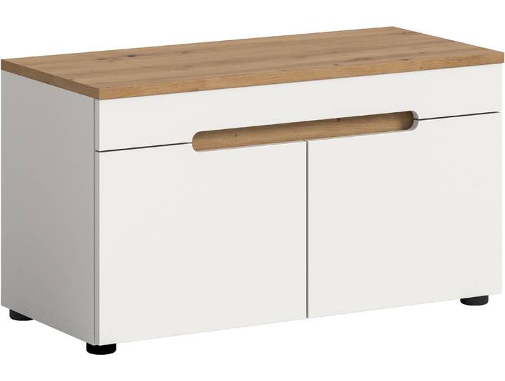 Sitzbank HOME AFFAIRE REHAT, TOPSELLER, Breite 80cm, 2 Türen, 2 Fächer , weiss (weiß, artisan eiche nachbildung), B:80cm H:45cm T:37cm, FSC-zertifizierter Holzwerkstoff, Sitzbänke, Sitzbank, Garderobenbank, Flurbank, Dielenbank, Bank mit Stauraum, Bank