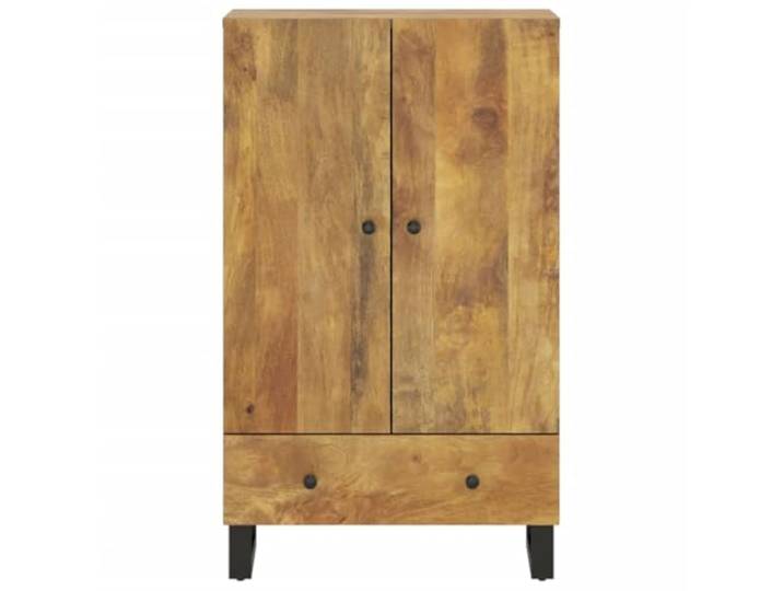KTHLBRH Sideboard mit Schublade, 60 x 33 x 100 cm, Massivholz, Mango, Eisen 2 Fächer, 1 Schublade, Industriestil, Eisenbeine, Bernsteinbraun