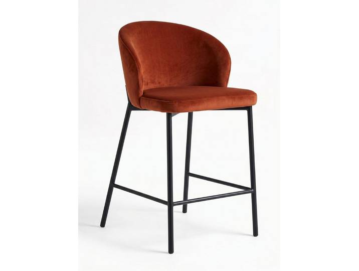 Xlmoebel Barhocker Modern Barhocker Samt Tresenhocker Küchenhocker Design Orange (1)