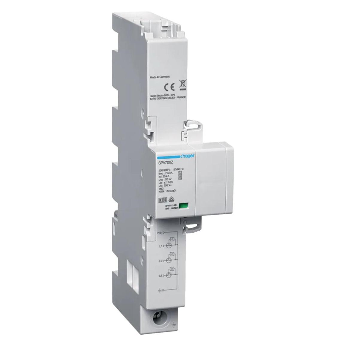 Hager Kombiableiter T1+T2+T3 3P SPA700Z Iimp 7,5kA TNC (SPA700Z)