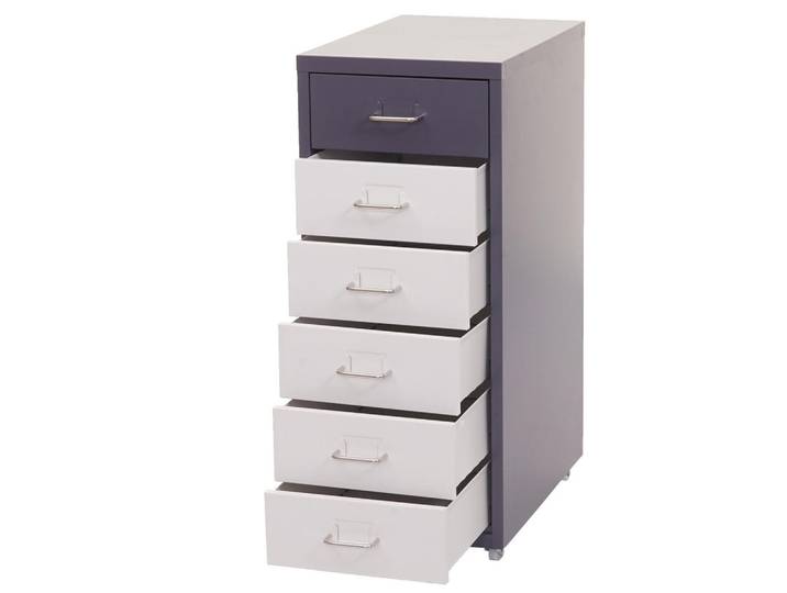 MCW Rollcontainer Weiß, Anthrazit, Metall, 28x69x41 cm, Büromöbel, Schreibtischcontainer, Rollcontainer