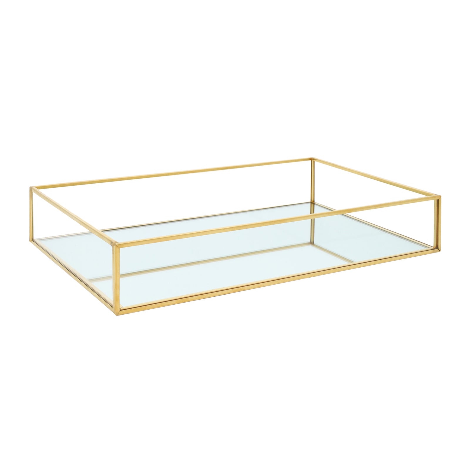 QUVIO Decoratief Dienblad van Glas met Spiegel in Goud